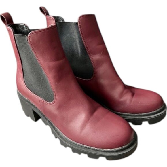 Lulus Waylen Lugged Platform Vegan Ankle Boots - Oxblood - 9 - Picture 2 of 12